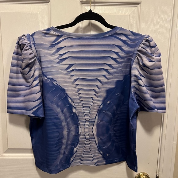 🔵 55) Making the Cut Season 3 Puff Sleeve Printed Knit Cropped Too NWT sz XXL - Picture 9 of 9